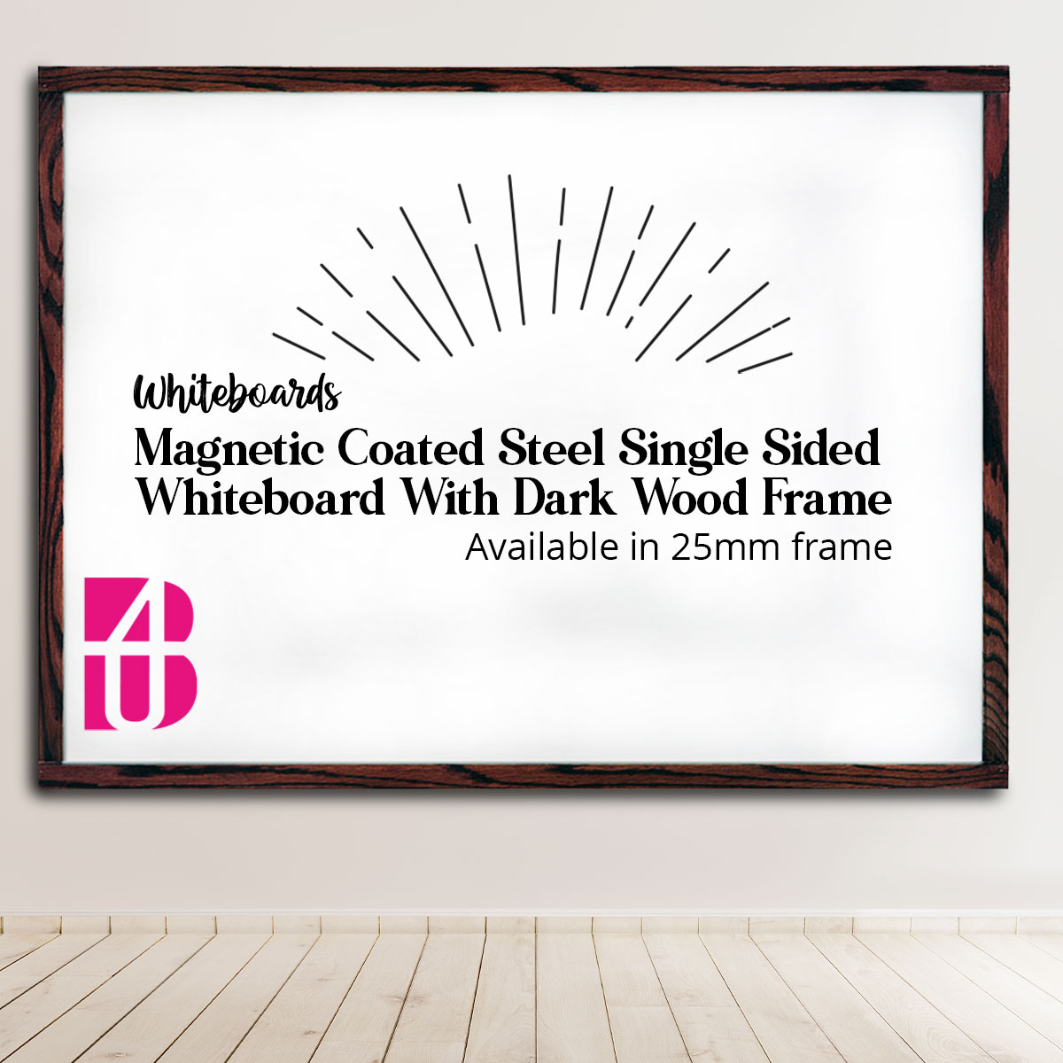 MAGENTIC-COATED-STEEL-SINGLE-SIDED-WHITEBOARD-WITH-DARK-WOOD-FRAME
