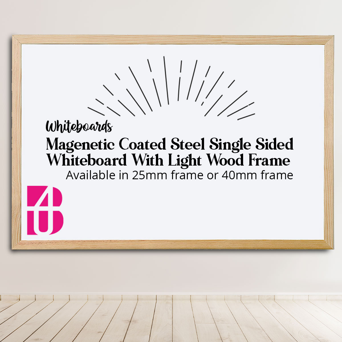 MAGENTIC-COATED-STEEL-SINGLE-SIDED-WHITEBOARD-WITH-LIGHT-WOOD-FRAME